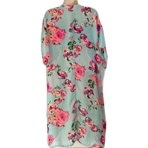 OCEAN PACIFIC OP Kimono Coverup Floral Multicolored Womens Medium - Picture 4 of 13